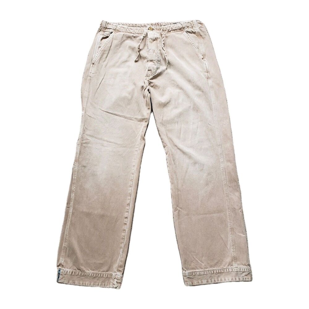 Vintage Y2K Diesel Sz XL 37x33 Mens Baggy Beige Carpenter Pants Distressed Skate